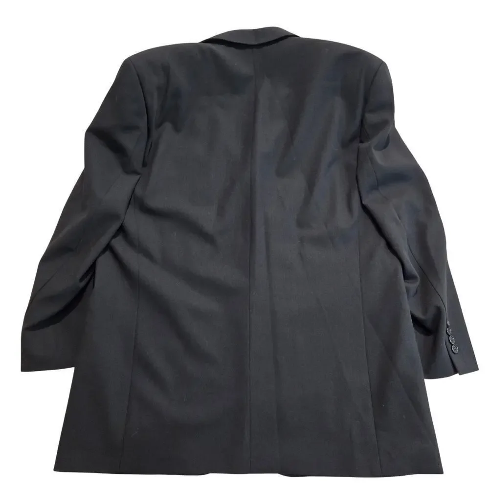 Vtg Hugo Boss 100% Wool Black 3-button Blazer Sports Coat Made in the USA 43R